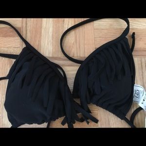 725 Black Fringe Bikini Top - Small